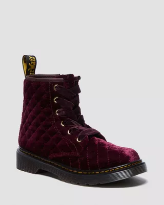 Junior Vegan 1460 Quilted Velvet Lace Up Boots