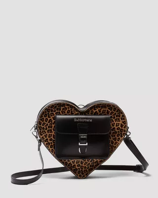 Leopard Hair-On Kiev Leather Heart Shaped Bag